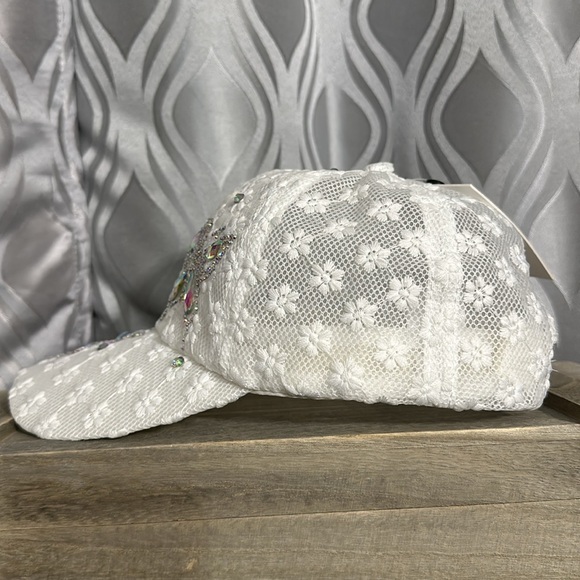 LA VALENTINA Breathable Butterfly Rhinestone Mesh Hat. Adjustable strap. New - Picture 7 of 11